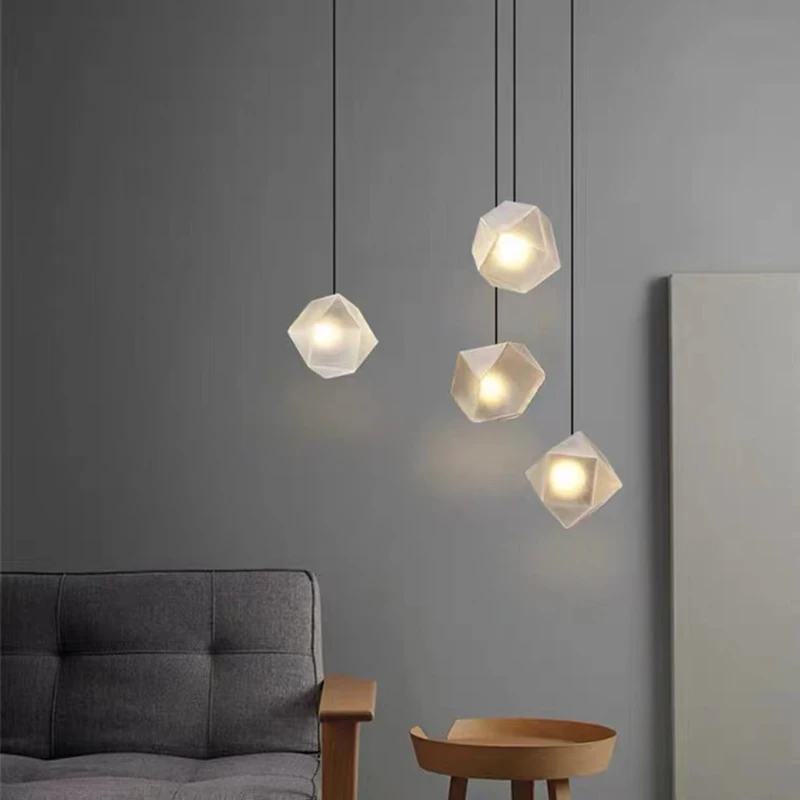 Imagem -03 - Luzes de Pingente de Vidro Minimalista Decoração de Arte Led Lâmpada de Lustre Longo Suspensão Luminária Mesa de Jantar 2024