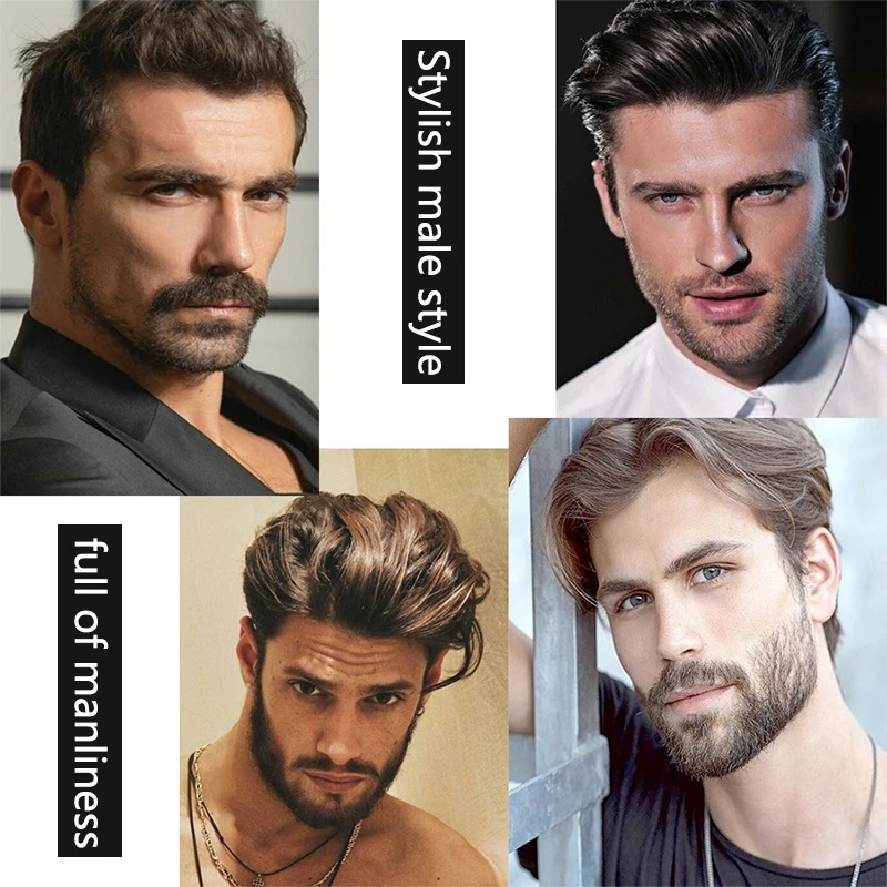 Men's simulated fake beard makeup props hand-woven real human hair beard invisible sideburns and mustache