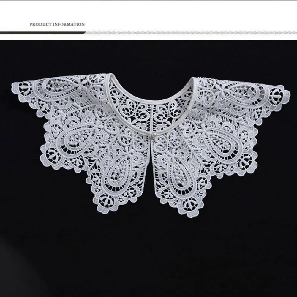 Fashion Collar Lace Fake Collar Detachable Hollow Design Shawl Decoration White Knitted Decoration Shawl Women Fashion Accessory