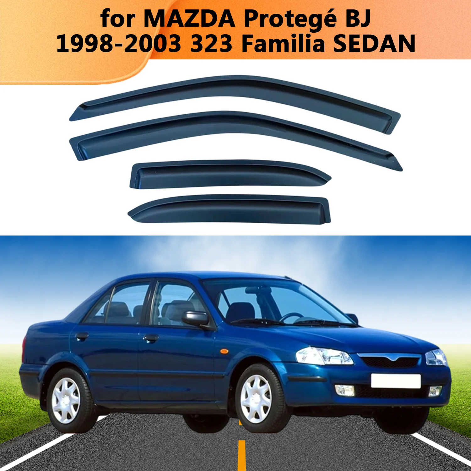 

Window Visor for MAZDA Protegé BJ 1998 1999 2000 2001 2002 2003 323 Familia SEDAN Weathershied Door Visor Wind Sun Rain Guards