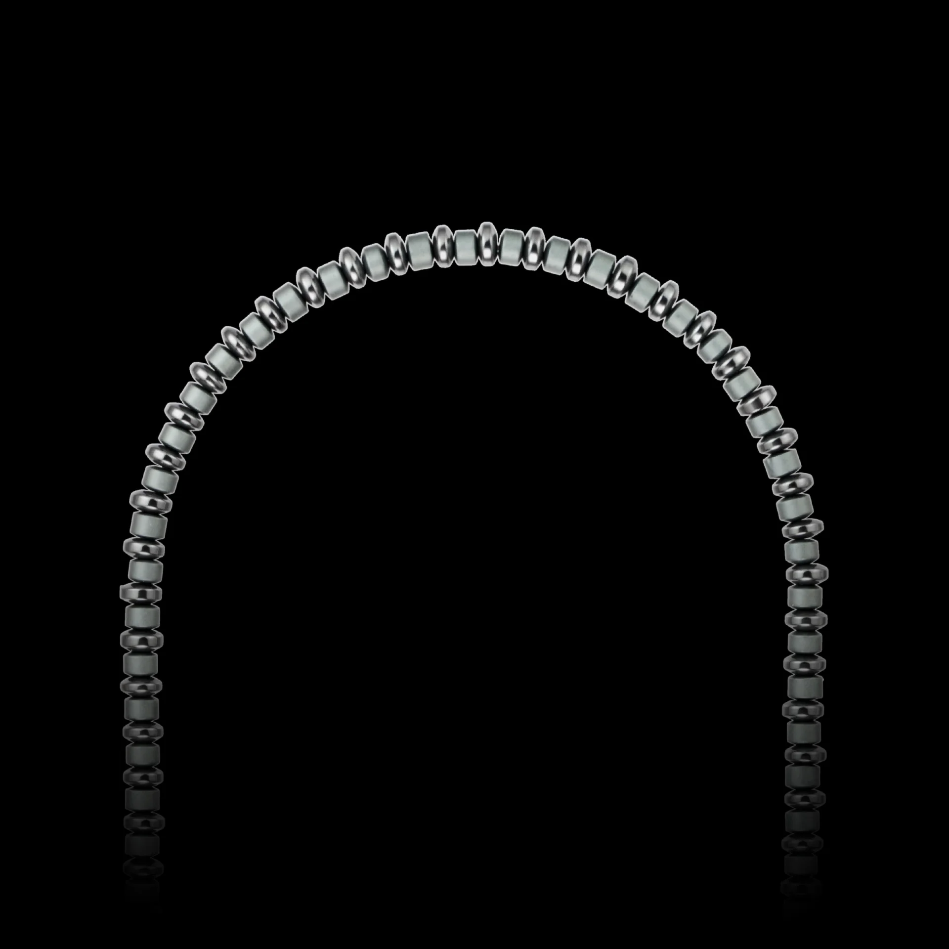 YOUNG & RICH 4mm Unisex Matte Hematite Necklace, Minimalist Dark Metallic Stackable Jewelry for Men Women
