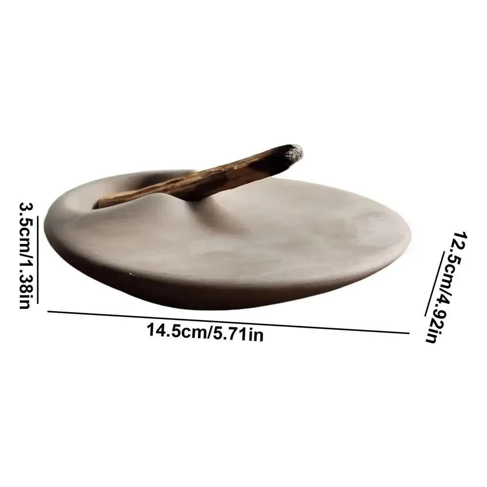 Cement Incense Holder Tray with Wooden Base Decorative Incense Burner for Meditation Yoga Relaxation Home Office Decor Gift
