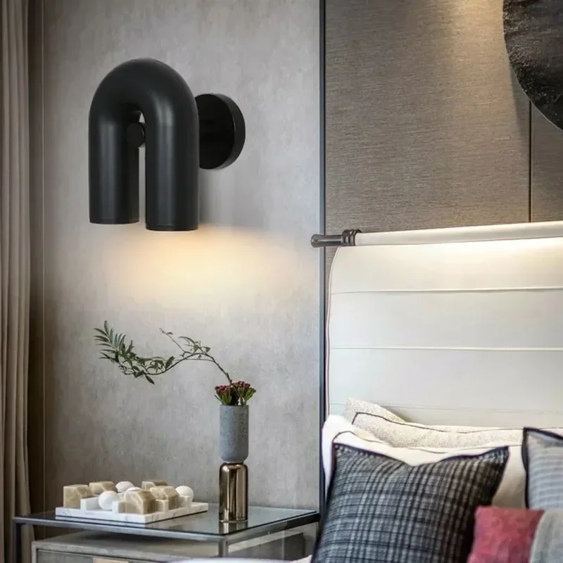 Nordic LED Wall Light U Shaped Art Lamp Modern Bedroom Bedside Living Room Corridor TV Background Home Indoor Lighting Fixture