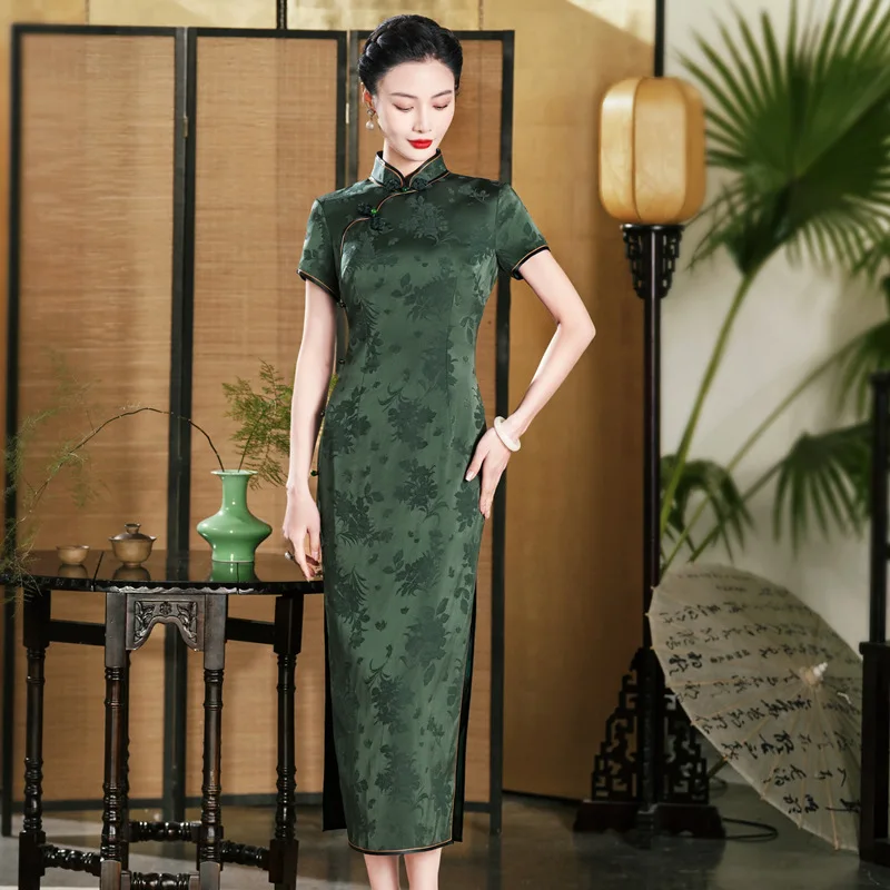 Old Shanghai Real Silk Cheongsam Qipao 2024 New Women's Improved Dress Retro Temperament Long