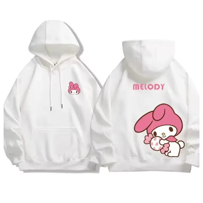 Miniso Melody Kuromi Jersey Sudadera con capucha para mujer Precioso motivo de dibujos animados Mezcla de algodón suave Traje de moda para adolescentes Fashionistas