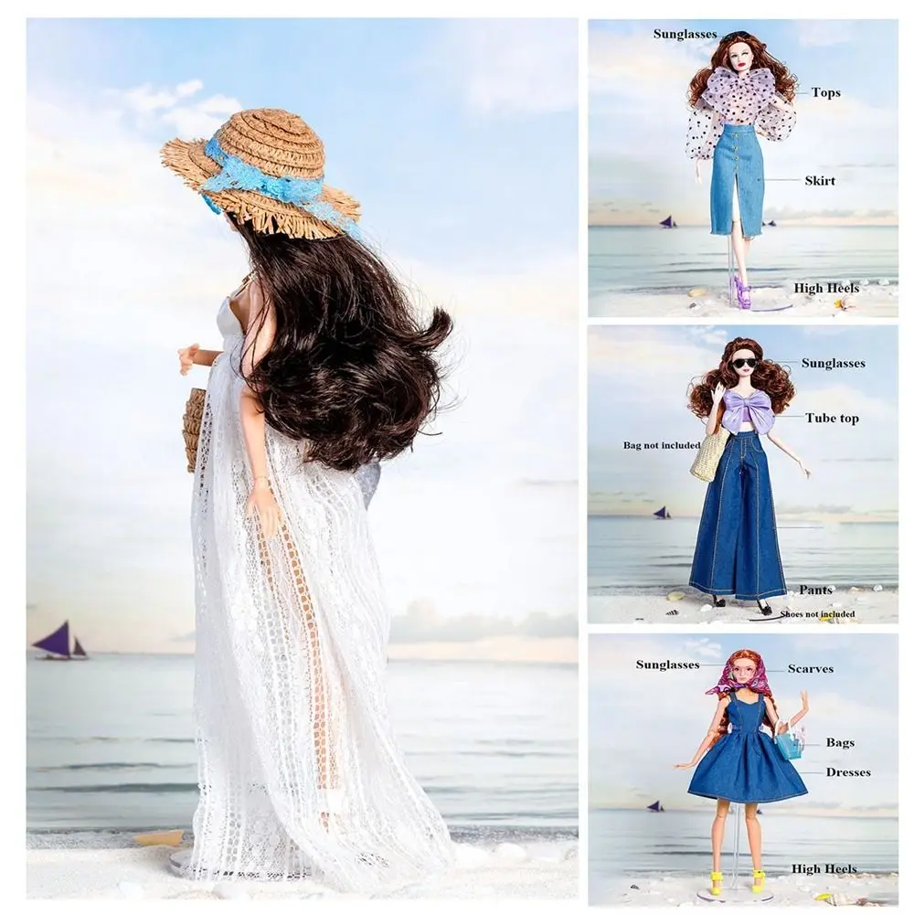 Moda supermodelo bambola abito elegante abbigliamento casual accessori fai da te abiti da principessa vestito bambola cappelli per tessitura