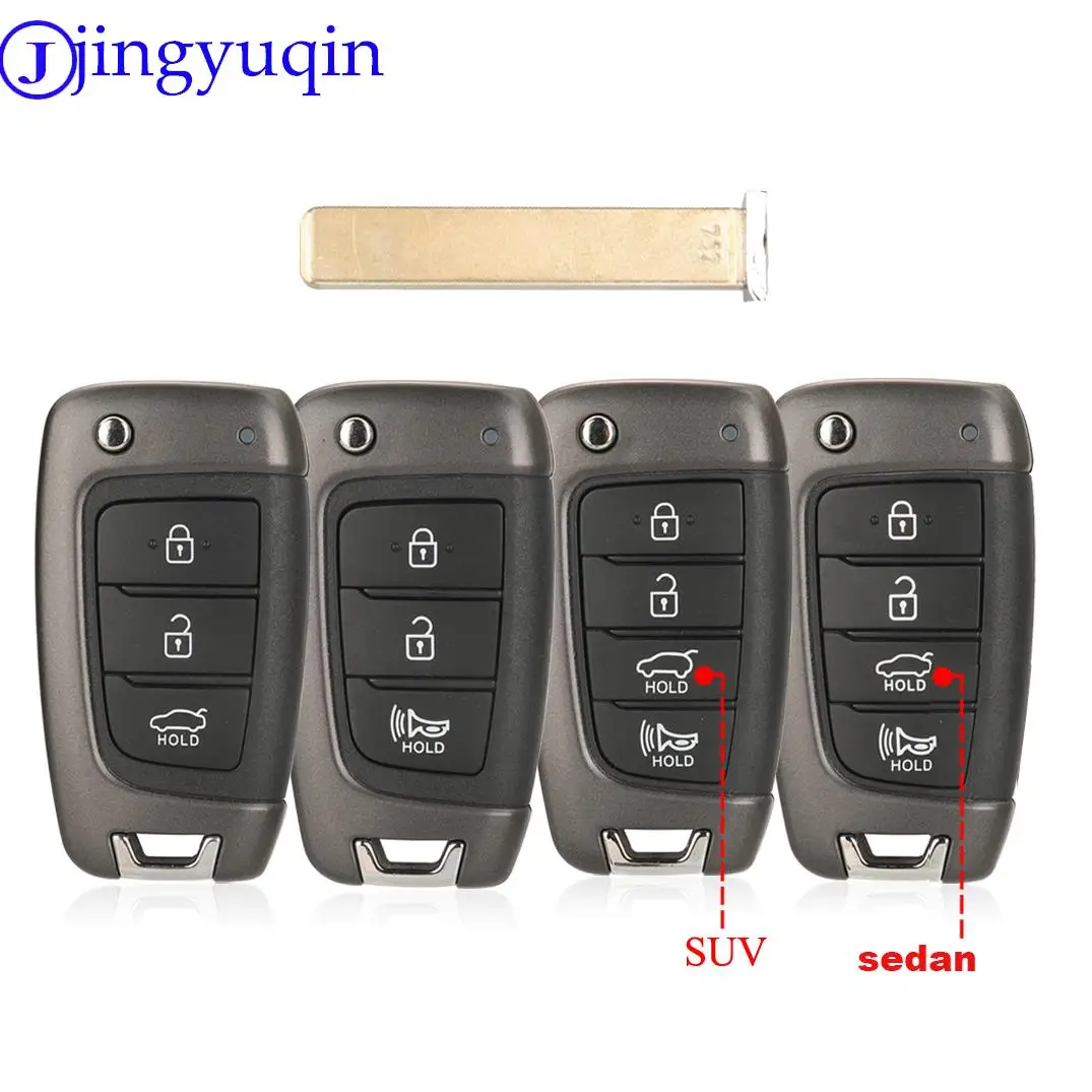 jingyuqin Replacement Folding Flip Smart Remote Car Key Shell Fob For HYUNDAI Tucson Elantra Accent Solaris Kona Verna 2017+