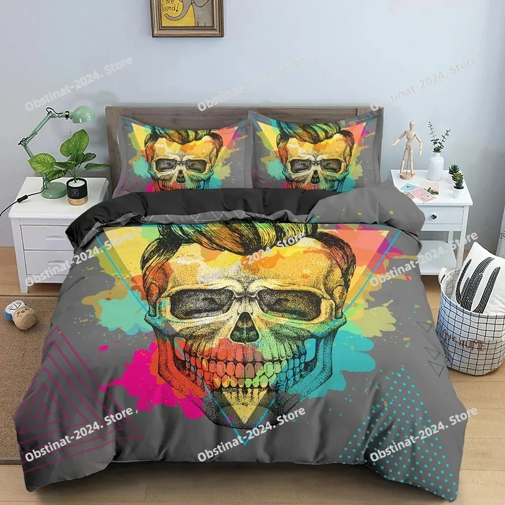 

3D Print Skull Flowers Bedding Set Boys Girls Twin Queen Size Duvet Cover Pillowcase Bed Kids Adult Fashion Home Textileextile