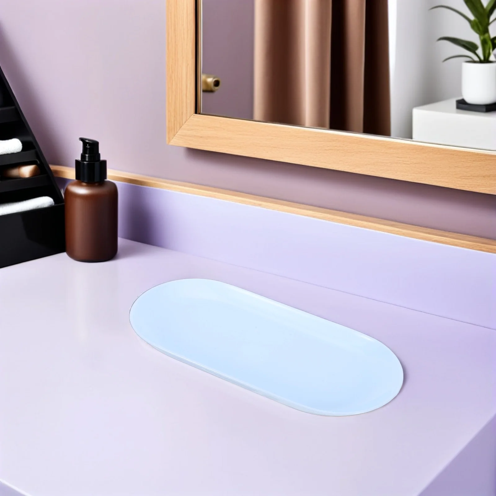 

8Pcs Oval Jewelry Dish Plastic Decorative Tray Blue Small Vanity Dresser Organizer Jewelry Tray Ring Earring Bracelet Holder