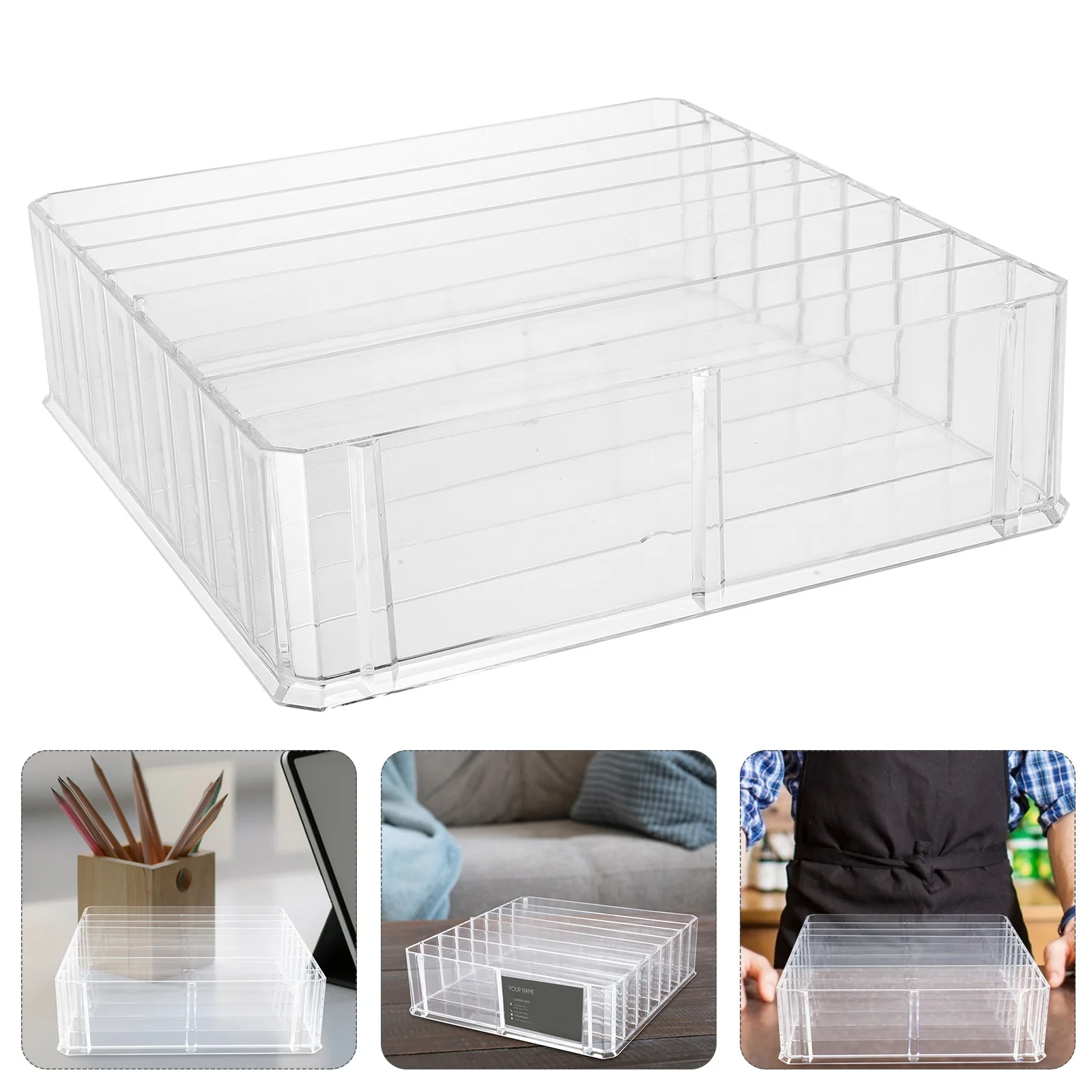 Multi-Grid Cash Tray Money Storage Box for Coins Bills Cards Checks Organizer Desktop Holder Replacement Cash Drawer Insert