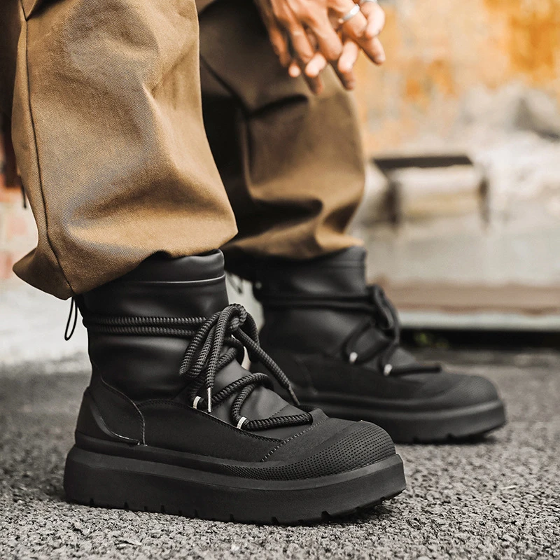 men fashion punk rock tooling work boots soft leather platform shoes cowboy autumn winter boot black designer ankle botas mans