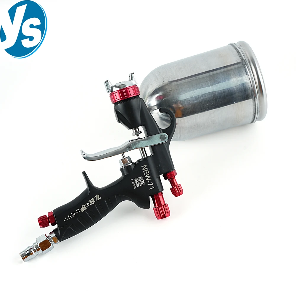 W71 Gravity Type Air Paint Spray Gun, Adjustable Sprayer with 600ml Cup for Automotive, Furniture and Industrial Painting