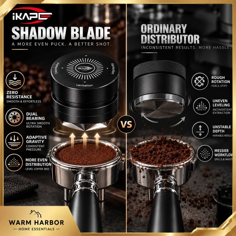 Ikape Shadow Blade Series Zero Resistance Coffee Distributor Dual Bearing Adaptive Gravity Espresso Leveler Barista Accessory