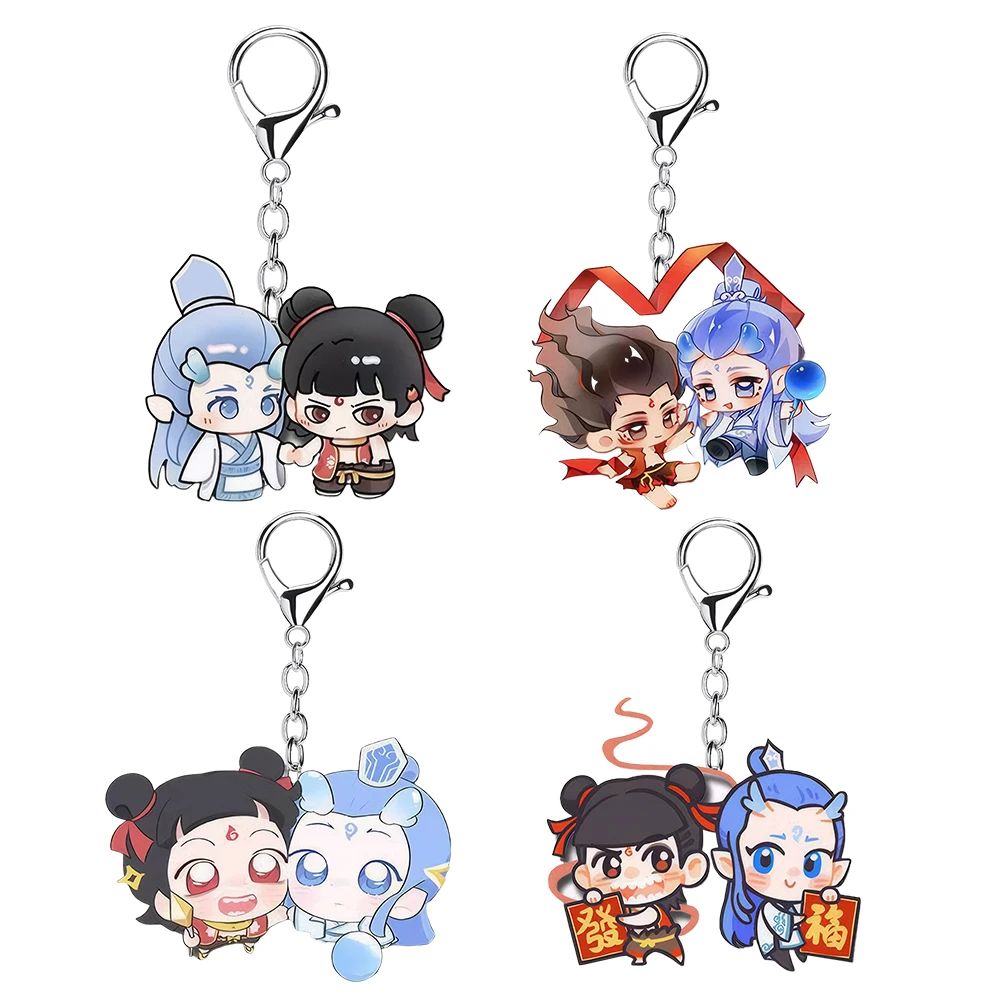 3 uds películas periféricas Ne Zha Ao Bing llavero colgante acrílico colgante llave colgante coche regalo para Fans amigos