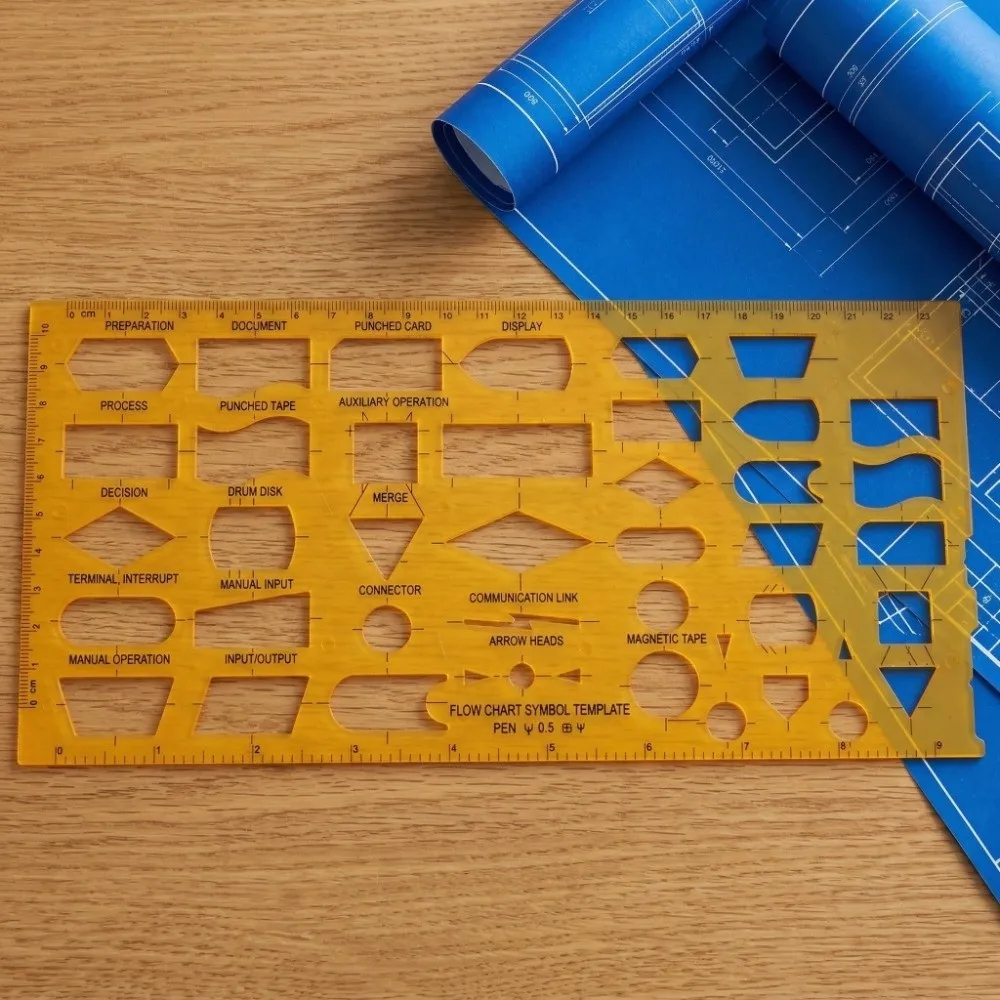 Drawing Helper Plastic Architectural Design Template Resin Yellow Geometric Ruler Drawing Template School