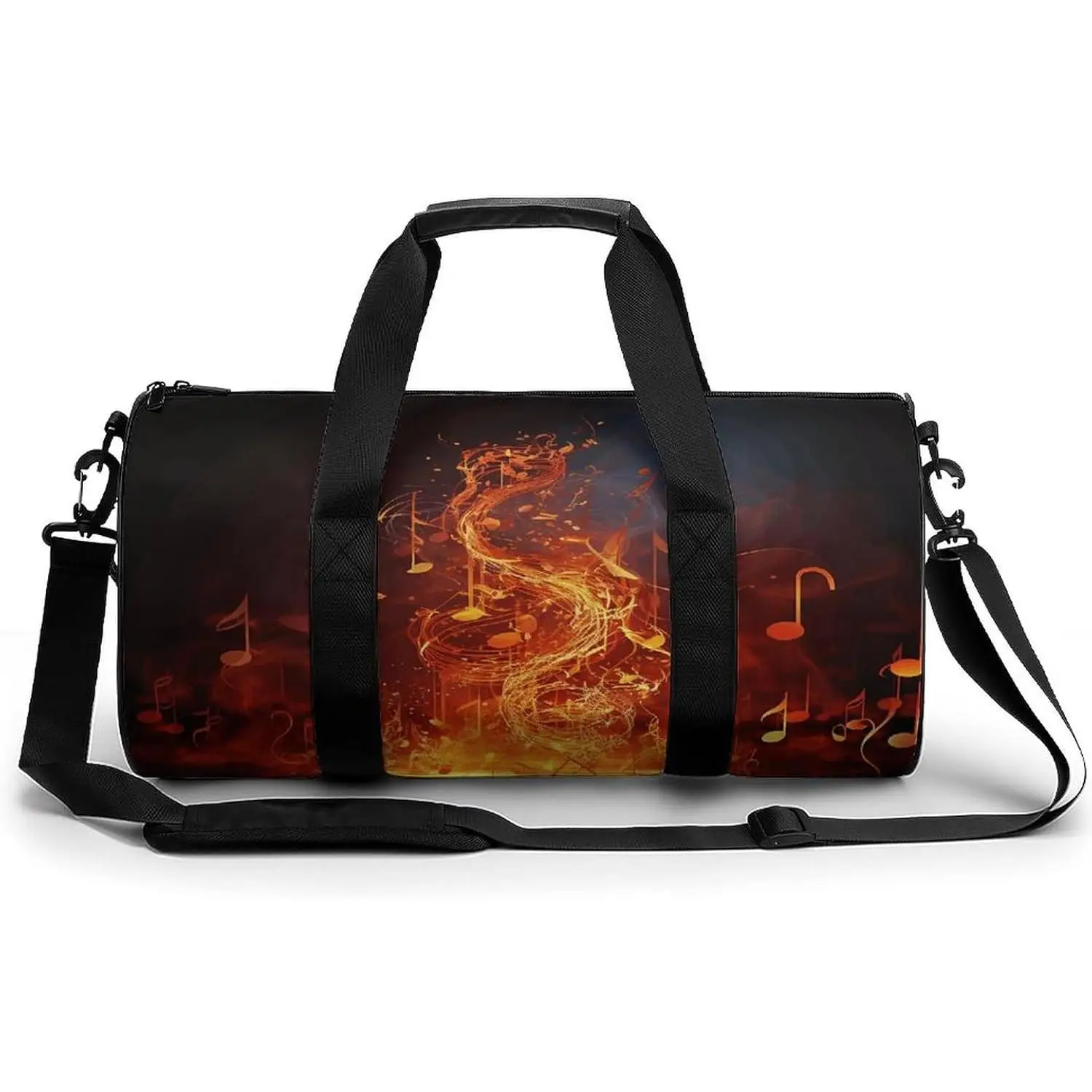 

Flame Music Notes Pattern Duffel Bag Large Capacity Adjustable Strap Travel Gym Fashion Bag for Women Men