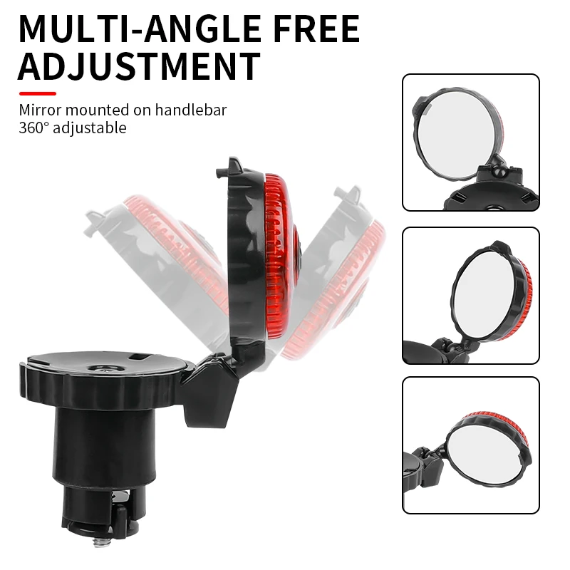 

Bicycle Rearview Mirror Adjustable Rotate Cycling Handlebar Led Warning Light Rear View Mirrors Bike Accessories