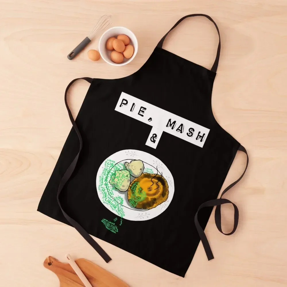 

Pie Mash and Liquor London Cockney Food Apron painting Kitchen New 2022 Year Apron