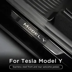 Auto Soglia Striscia per Tesla Modello Y 2019-2023 Davanzale Della Porta Decorazione Wrap Copertura Pedale Striscia di Protezione Accessori In Fibra di Carbonio