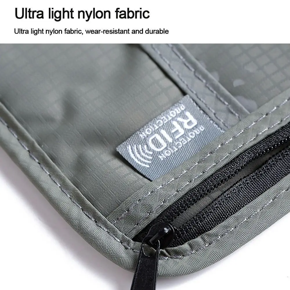 Sac de voyage portable en nylon RFID pour passeport et documents, étanche et multifonctionnel, pour femme