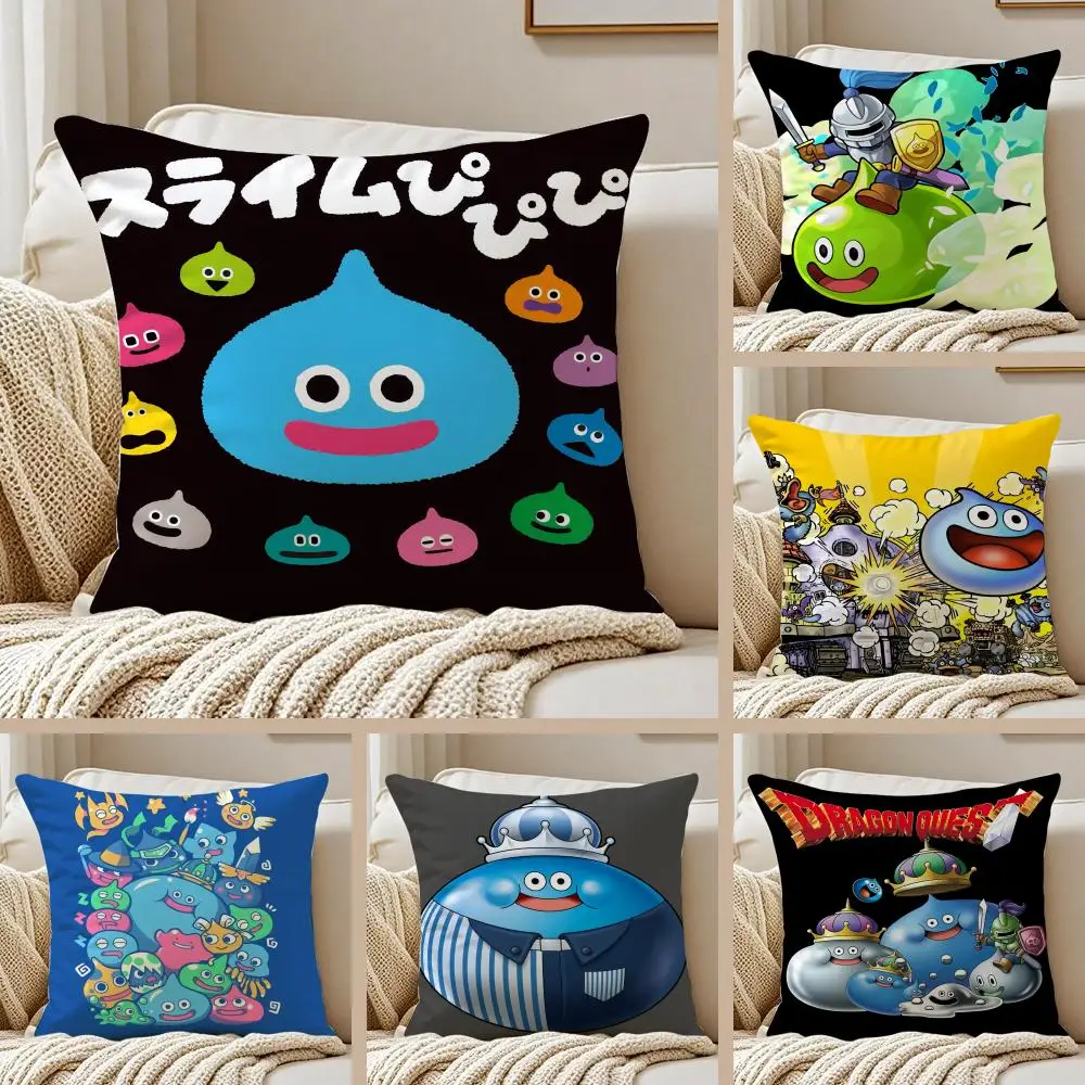 D-Dragon Quest Rocket Slime Cushion Cover Silky Short Plush Sofa Pillow Cover Hidden Zipper Soft Dustproof Case for Home Decor