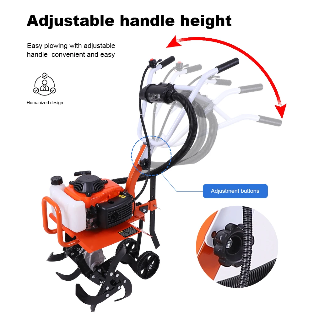 Micro 4 Stroke Gasoline Cultivator 2 Stroke Gasoline Cultivator Multi-function Rotary Tiller Machinery Agricultural Garden Tools