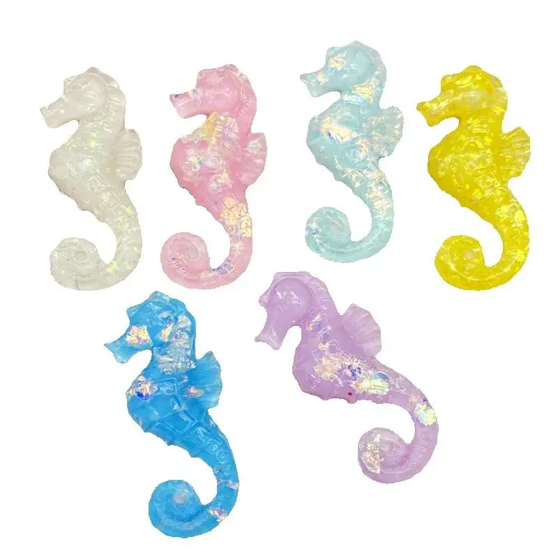 Resin Kawaii Colorful Shining cartoon seahorse Flatback Stone Figurine 12PCS Scrapbook DIY Decor Home Accessories Crafts