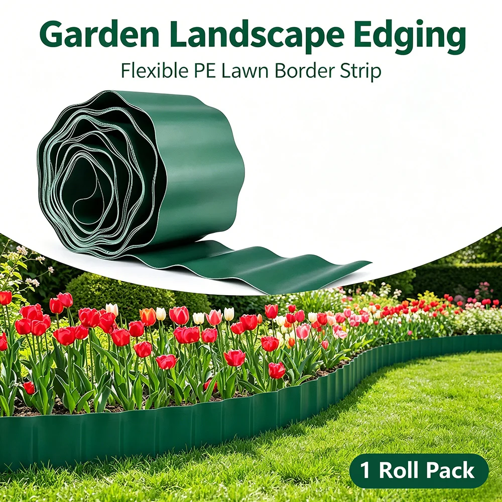 1Pcs Corrugated Plastic Garden Edging Heavy Duty Cuttable Bendable Lawn Border for DIY Vegetable Flower Beds Tree Ring Yard