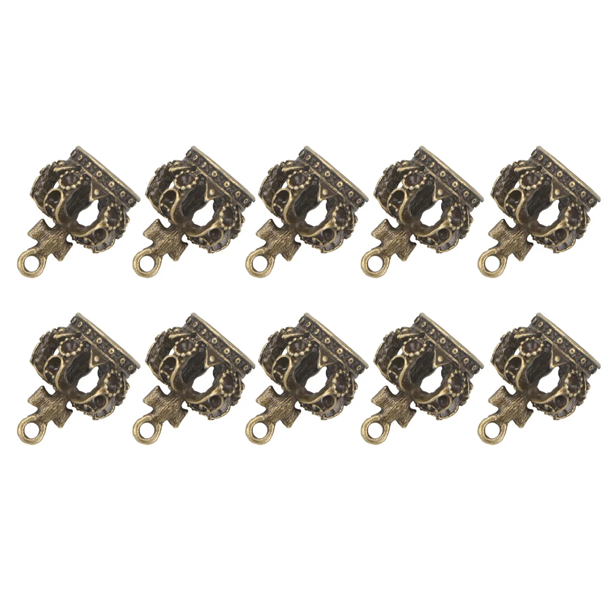 

10Pcs Crown Pendant DIY Jewelry Accessory Retro Alloy Delicate Hollow-Out Creative Necklace Keychain Decor ( Bronze)