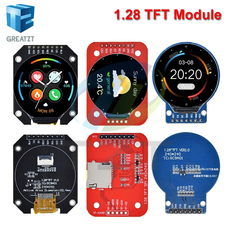 

TFT Display 1.28 Inch TFT LCD Display Module Round RGB 240*240 GC9A01 Driver 4 Wire SPI Interface 240x240 PCB For Arduino