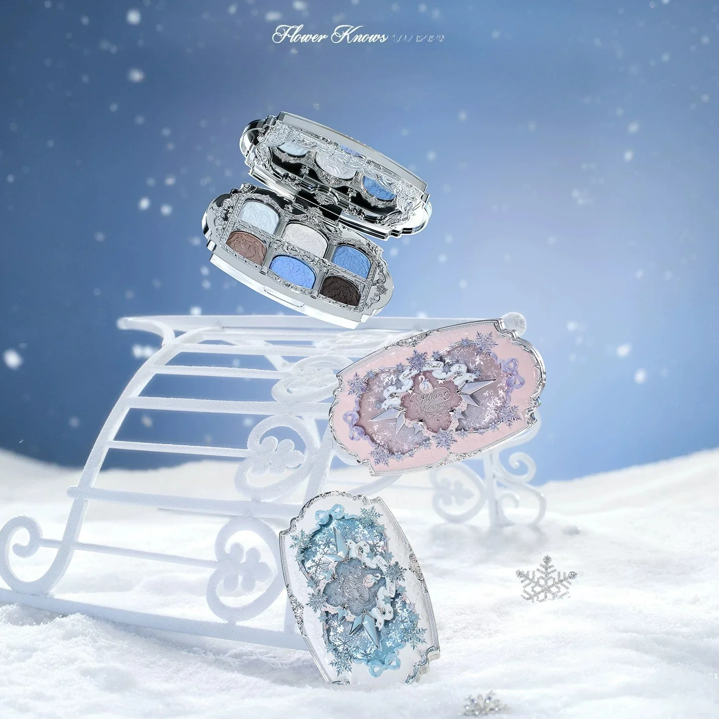 Flower Knows Snow Ballet Collection 6Colors Satin Eyeshdow Palette Sparkling Pearl Smooth Texture for Eye Makeup