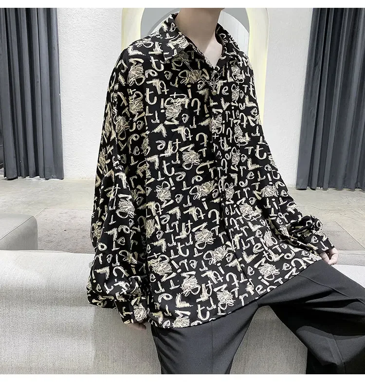 New Letter Printed Shirts For Men Spring Summer Fashion Casual Loose Men's Shirt Japanese Streetwear Men Clothing Y2k