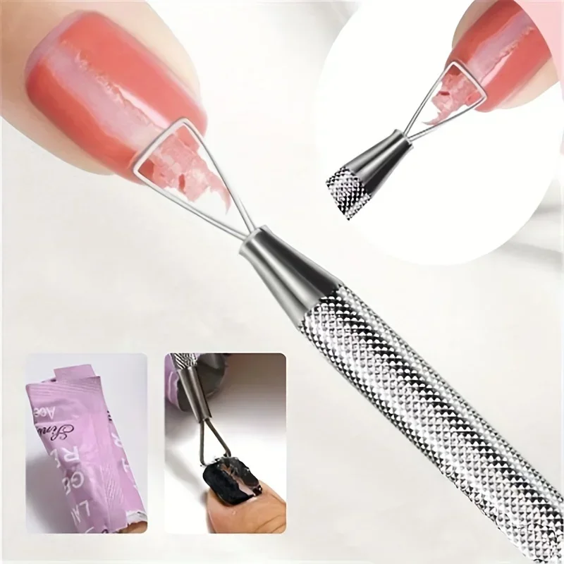 Edelstahl Nagels chäler Nail Art Lack UV Gel Entferner Dreieck Stick Rod Pusher Nail Art Tool für Maniküre und Pediküre