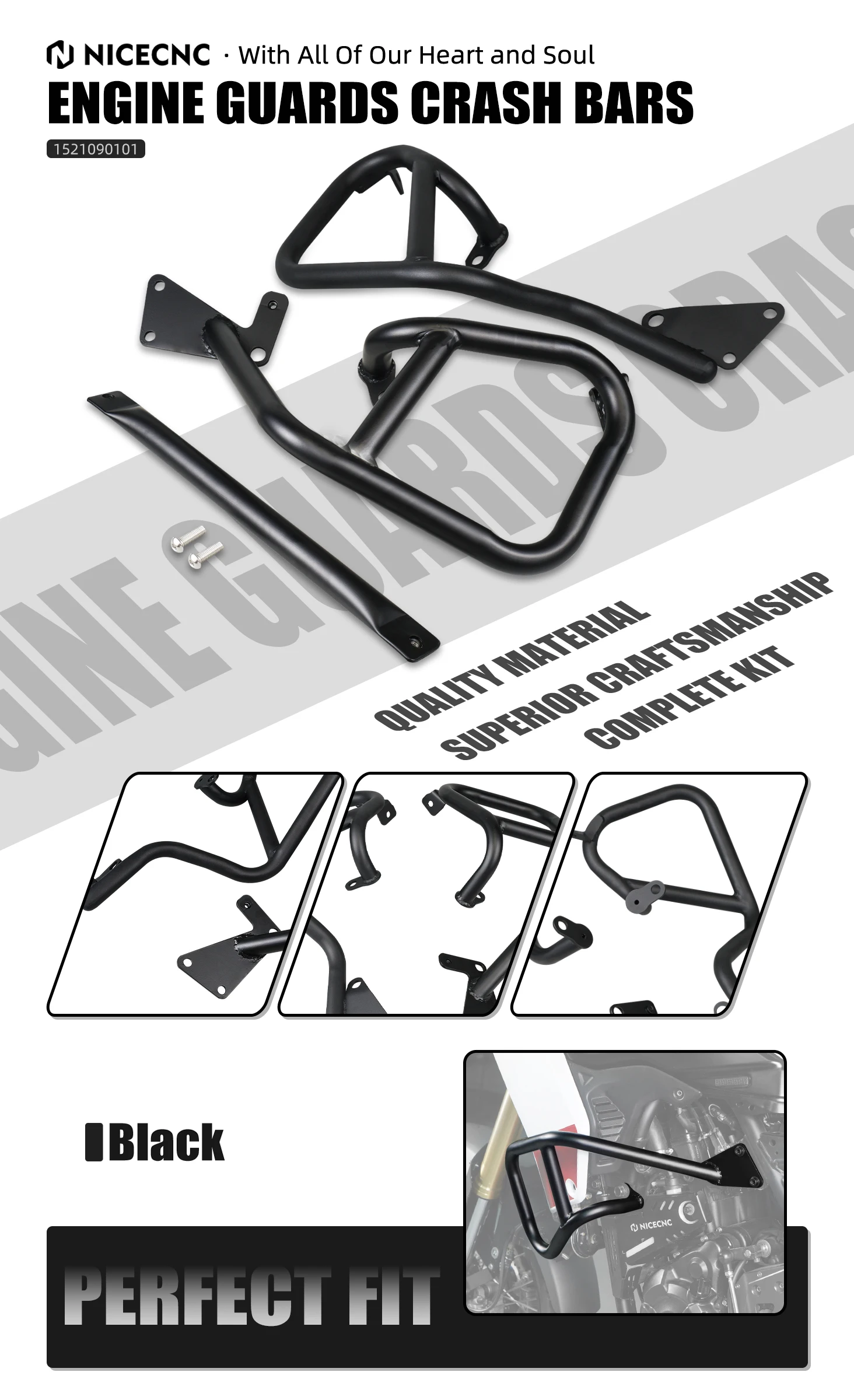 NICECNC Für Yamaha Tenere 700 /XTZ700 2019-2024 Rally Edition 2020-2024 Motorrad-Motorschutz Sturzbügel Rahmenschutz – Detail 1
