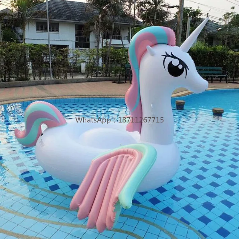 Adult unicorn mount floating bed floating row swimming ring inflatable wing unicorn pegasus mount floating bed