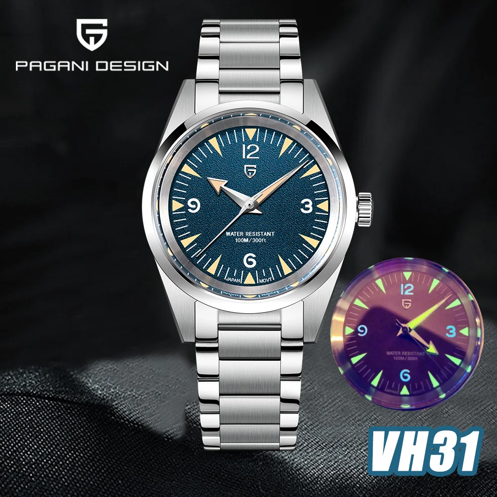 2024 PAGANI DESIGN New Watch PD1793 38mm Quartz wristwatch VK31 Movement Sapphire stainless steel 100m waterproof Fashion Watch