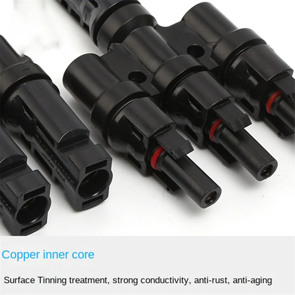 Photovoltaic Connector T-Type Four-Way One-Point Four-Way Conversion Connector Solar Panel Assembly Parallel Plug