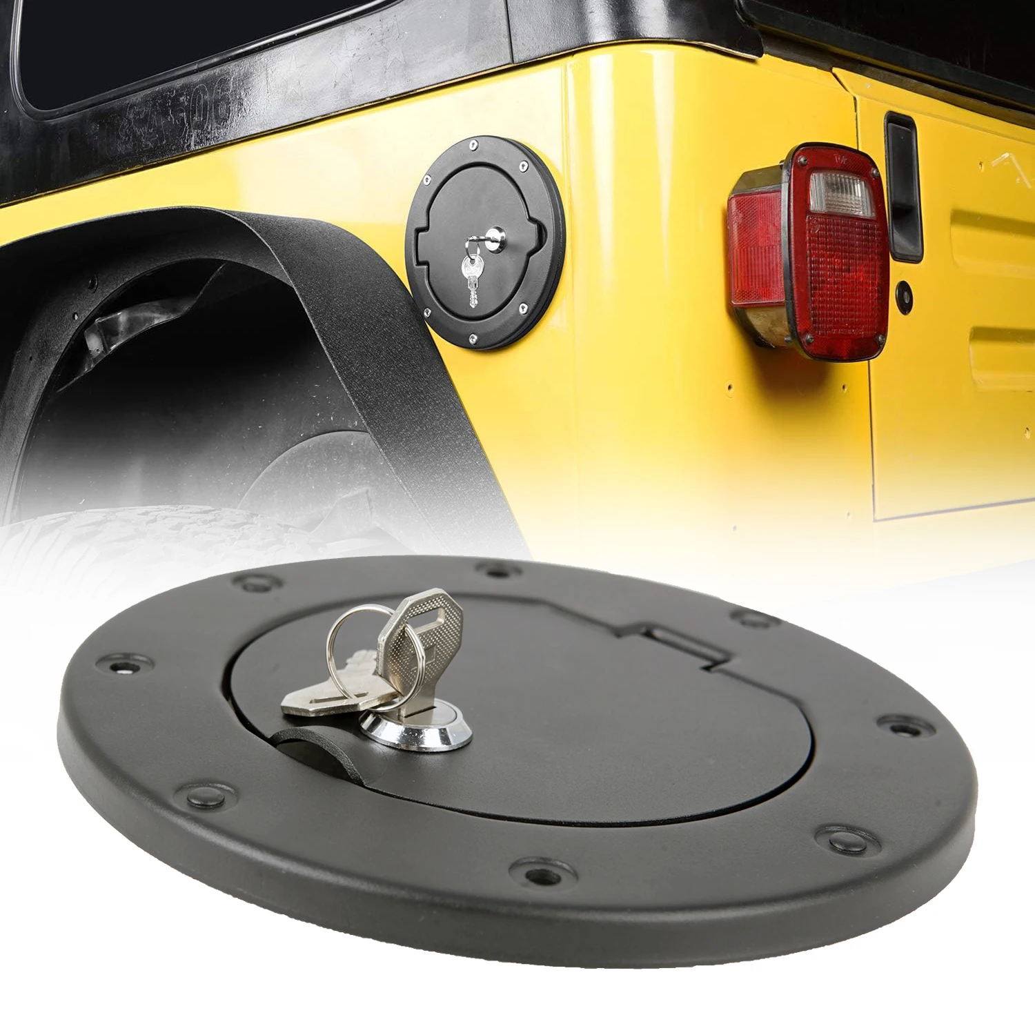 

Locking Fuel Door Cover Car Exterior Fuel Filler Door Gas Tank Gas Cap for Jeep Wrangler TJ 1997-2006