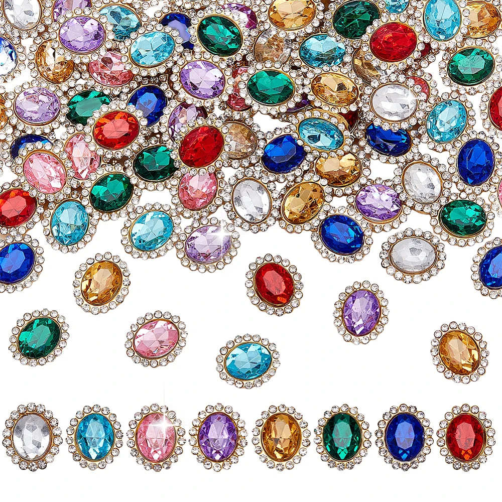 80 Pcs Sew on Rhinestones 8 Colors Oval Glass Sewing Stones Flatback Gems with Claw for DIY Crafts Jewelry Making Dresses