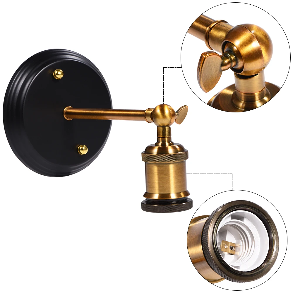 Wall Lamp Industrial Vintage Swing Arm E27 Socket Iron Metal For Living Room Bedroom Hallway