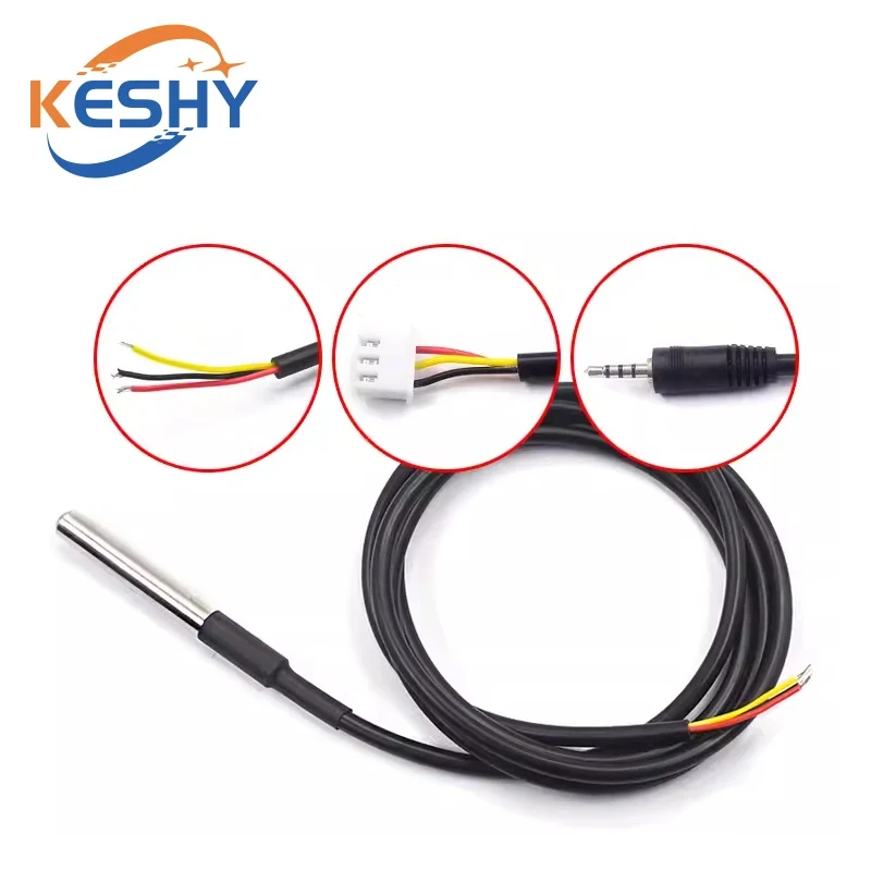 DS18B20 Digital Temperature Sensor Probe Water Temperature Detection Line Stainless Steel Package Waterproof Type DS18B20