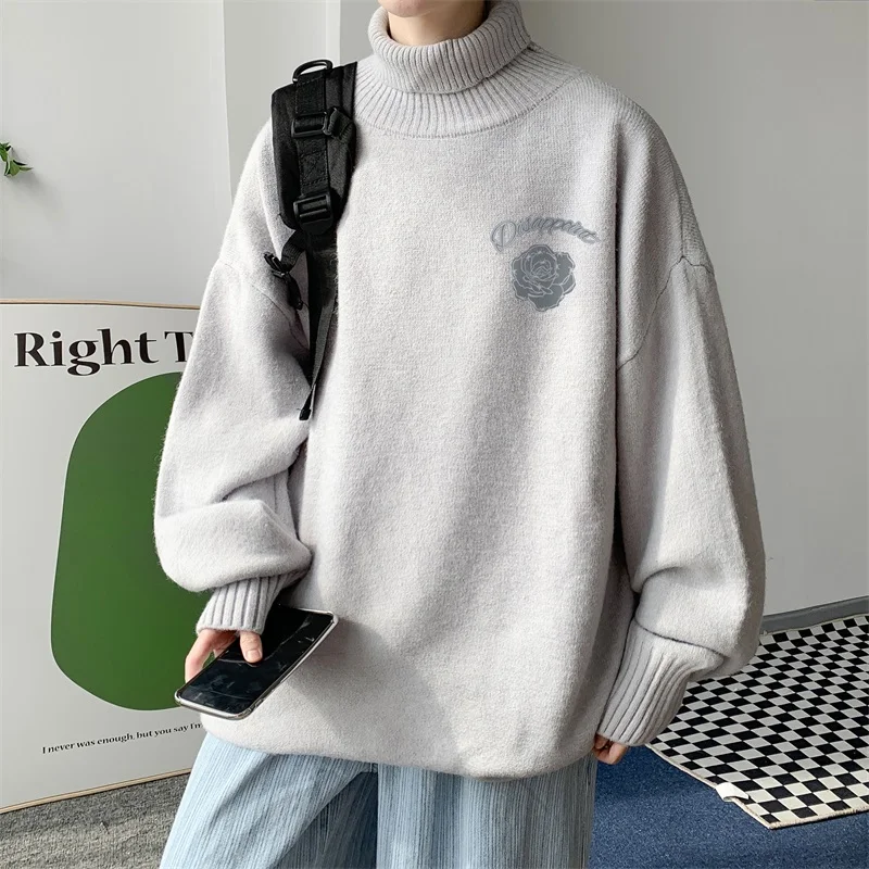 New Turtleneck Sweater Collection Long Sleeve Thick Fleece Winter Warm Youth Oversized Size Plus Patterned 31 Styles Pullovers