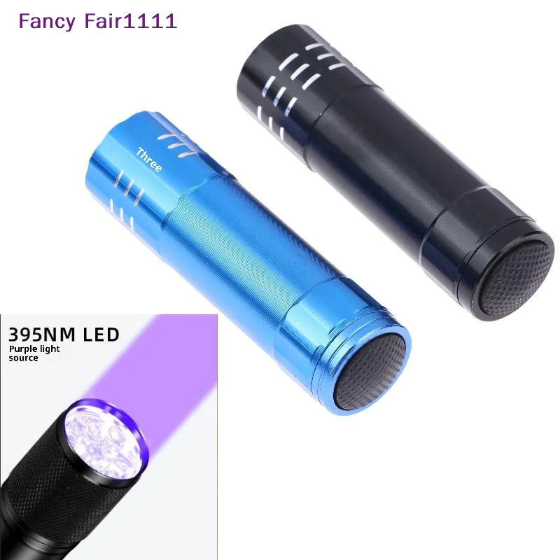 

New 1Pcs 50LM 395nm Detection Lamp Mini UV Flashlight 9 LED UV Black Light Outdoor Portable Lighting Tool For Hiking