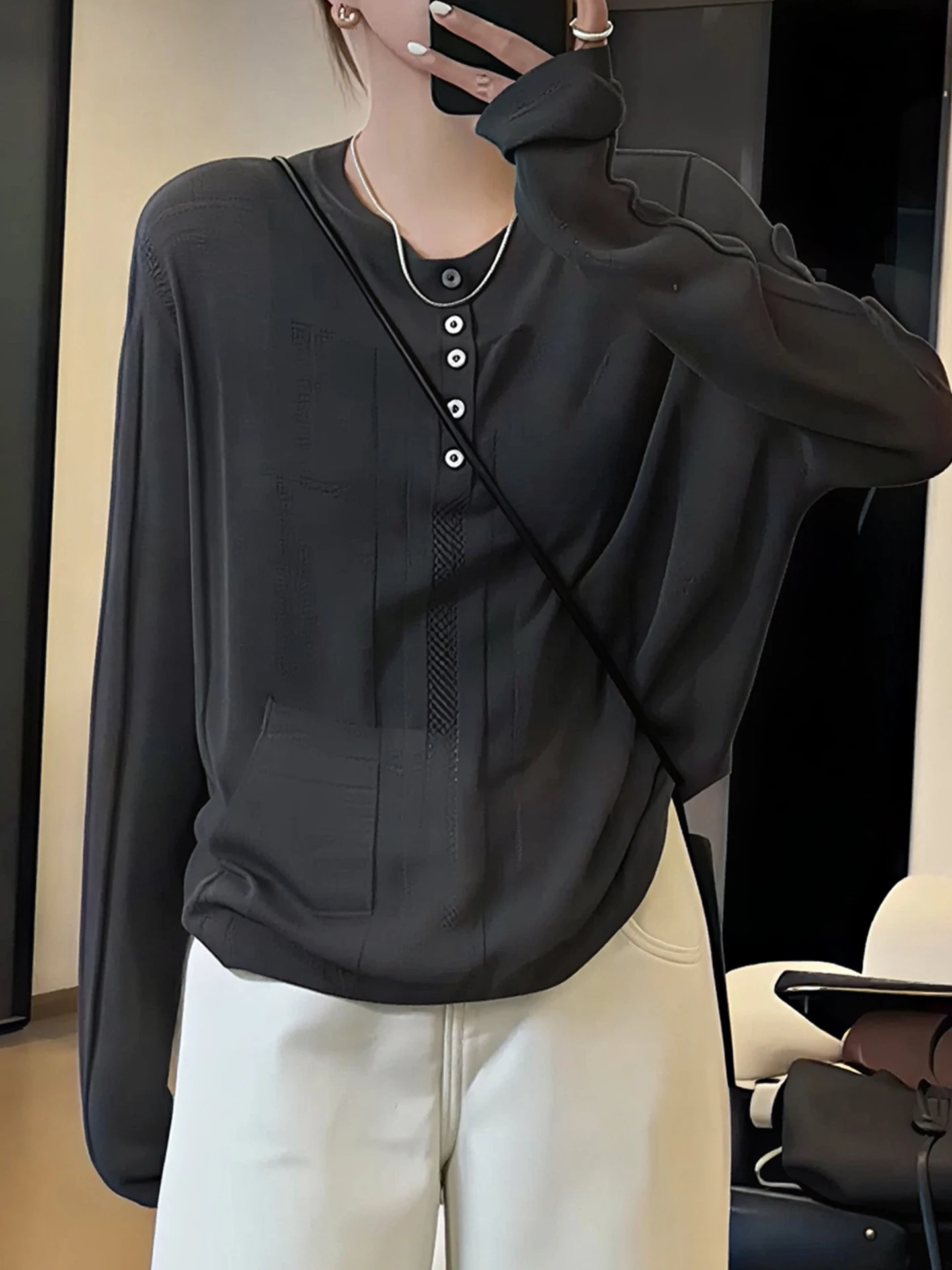 Ele Knitted Long Sve Comfortable under irt Korean Sle Loose Fit Autumn New Arrival Women's Premium Feel T-irt