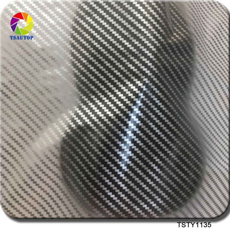 

TSAUTOP 0.5m*2m/10m silver carbon fiber TSTY1135 hydrographics dipping film water transfer printing film