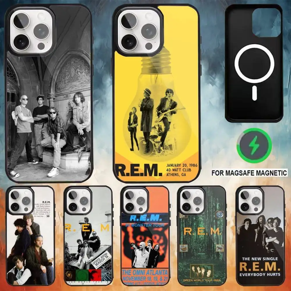 

R.E.M band Phone Case For iPhone 17,16,15,14,13,12,11,Plus,Pro,Max for Magsafe Magnetic Wireless Charging