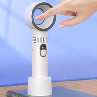 Bladeless Handheld Fans 1200mAh USB Quiet Fan Portable Mini Fan With LED Display 5 Speeds For Beach Camping