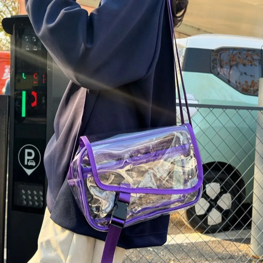 Simple Fashion PVC Crossbody Bag Transparent Zipper Shoulder Bag Solid Color Large Capacity Tote Handbag Concerts 2026 New