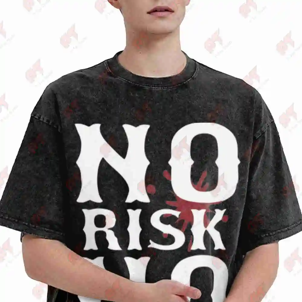 No Risk Story Red Splatter Vintage Washed Tee Pure Cotton T-Shirt