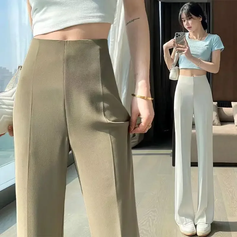 

Sexy Trousers Woman Solid High Waist Tailoring Womens Pants Zipper Office Work Clothing Khaki Classic Vintage Casual Cotton Hot